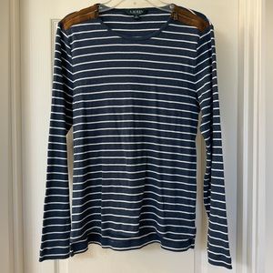 Lauren by Raulph Lauren Woman's Stripped Long Sleeve Crew Top